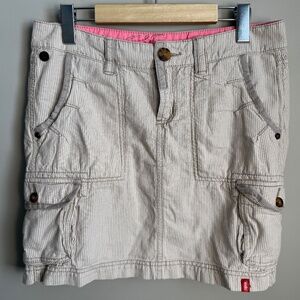 EDC by Esprit Women's 6 Striped Cargo Mini Skirt Cream/Beige Pockets Festival